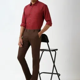 Peter England Maroon Cotton Slim Fit Printed Shirt image 5