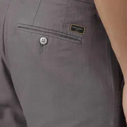 Rare Rabbit Grey Cotton Solid Slim Fit Formal Trousers image 5