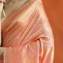Jaipur Kurti Peach Woven Saree With Unstitched Blouse image 5