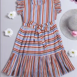 Bella Moda Kids Multicolor Striped Fit & Flare Dress-image-62