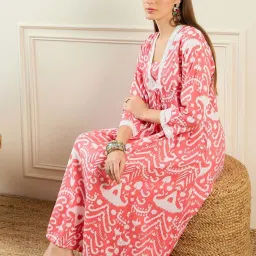 Indo Era Red Printed A Line Kurta image 5