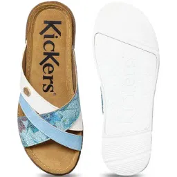 Kickers Women's KICK-RIGEL White Cross Strap Wedges image 5