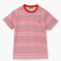 United Colors of Benetton Boys Red Cotton Striped T-Shirt-picture-41
