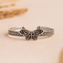 Voylla Silver Boho Tribe Butterfly Oxidised Classic Bangle-picture-31