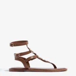 LUNA BLU by Westside Tan Embellished Gladiator Sandals image 2