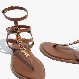 LUNA BLU by Westside Tan Embellished Gladiator Sandals image 3