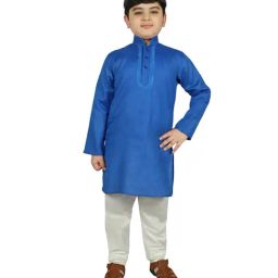 SG Yuvraj Kids Blue & White Solid Kurta with Churidars-picture-16