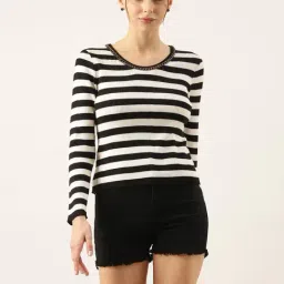 showoffff SHOWOFF Black & White Striped Top-picture-15