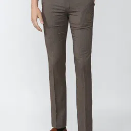 Van Heusen Brown Slim Fit Flat Front Trousers-image-27