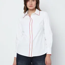 Vero Moda White & Red Cotton Shirt-image-92
