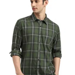 Arrow Dark Green Cotton Slim Fit Checks Shirt-picture-26