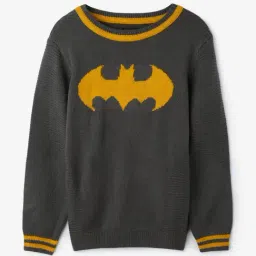 The Souled Store Kids Grey & Yellow Self Design Full Sleeves Sweater-picture-37