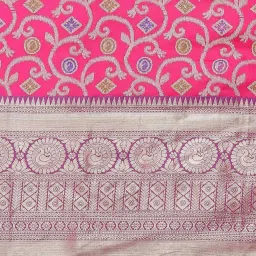 Silk Land Pink Silk Woven Saree With Unstitched Blouse image 5