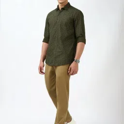 Peter England Green Slim Fit Printed Shirt image 5