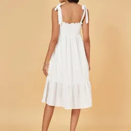 Honey by Pantaloons White Self Pattern A-Line Dress image 2