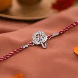 Ornate Jewels 925 Silver American Diamond Lord Ganesha Thread Rakhi for Brother with Roli Chawal-picture-34