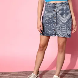 SASSAFRAS   Blue Graphic Simply Mini Skirt image 2