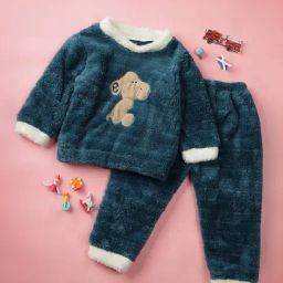 NEUDIS Girls Teal Solid Full Sleeves Sweatshirt with Trousers-picture-7