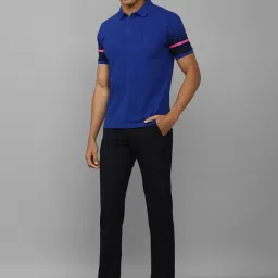 allen solly Men Blue Patterned Polo Neck T-shirt image 5