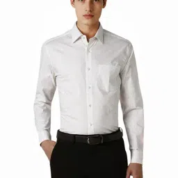 Van Heusen White Cotton Regular Fit Floral Print Shirt-picture-36