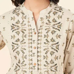 Rangmanch by Pantaloons Beige Cotton Printed A Line Kurta image 5