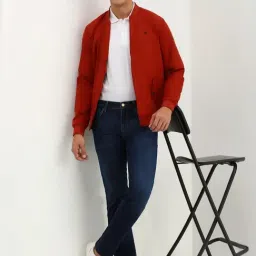 Allen Solly Red Cotton Regular Fit Bomber Jacket image 5