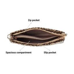 Mochi Beige & Black Printed Medium Sling Handbag image 5