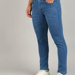 ANGERHOOD Men Relaxed Fit Mid-Rise Mildly Distressed Light Fade Jeans image 4