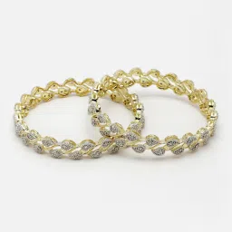 Zeneme Gold Plated American Diamond Studded Bangles for Women Set of 6 image 5