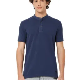 Mufti Navy Slim Fit Mandarin Collar T-Shirt-picture-11