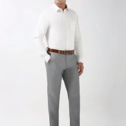 Peter England Beige Cotton Regular Fit Self Pattern Shirt image 5