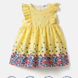 Nauti Nati Girls Yellow Cotton Printed Regular Fit Dress-picture-16