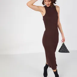 SASSAFRAS Women Cotton Bodycon Midi Dress image 3