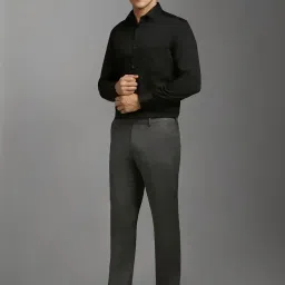 Louis Philippe Grey Slim Fit Texture Trousers image 5