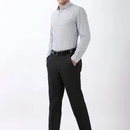 Peter England Grey Slim Fit Texture Trousers image 5
