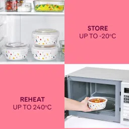 Larah by Borosil White Aria Opalware Lunch Box with 4 pc Round Container Set & Bag (400 ml) image 5