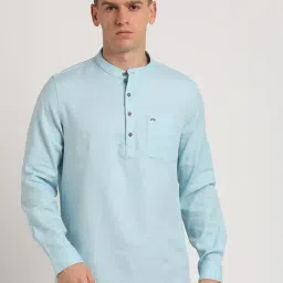 Turtle Light Blue Cotton Slim Fit Shirt-picture-40