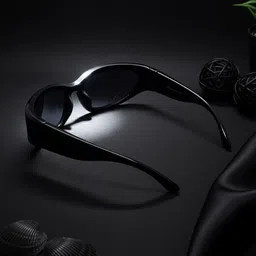 RORCE Unisex Black Lens & Black Rectangle Sunglasses with UV Protected Lens image 2