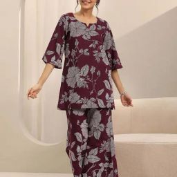 Libas Maroon Printed Pyjamas Set-picture-11