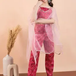 StyloBug Girls Pink Cotton Printed Kurti Set-picture-38