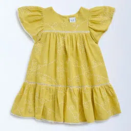 HOP Kids by Westside Yellow Embroidered Cotton A-Line Dress-image-43