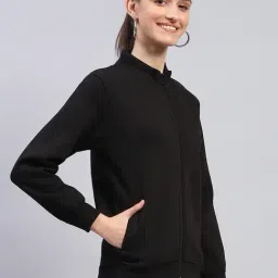 Monte Carlo Black Cotton Blend Solid Full Sleeve Sweatshirt image 4