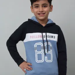 Cantabil Kids Blue & White Color Block Full Sleeves Sweatshirt-image-34