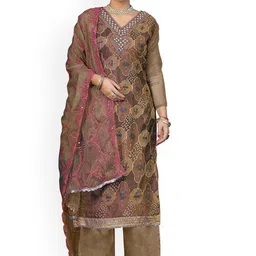 Maroosh Embroidered Organza Unstitched Dress Material-picture-12