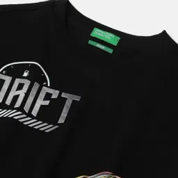 United Colors of Benetton Boys Black Cotton Printed T-Shirt image 3