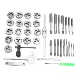 uptodateprouducts Tap and Die Set with Adjustable Wrench Matric Single Sided 3 to 12 mm Dia. Chrome Finish (Set of 40 Pcs) image 2