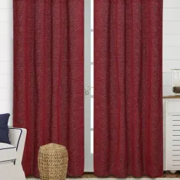 Saral Home Mehroon Polyester Geometric Curtain image 2