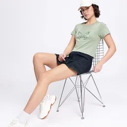 glitchez Street Cool Graphic Printed Crop T-shirt-image-66