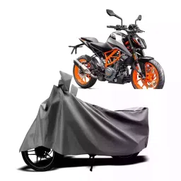 Auto Pearl Two Wheeler Cover with Bag for KTM 390 Duke, Silver-picture-35