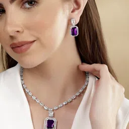 TIYARA Silver-Plated Brass Jewellery Set image 5